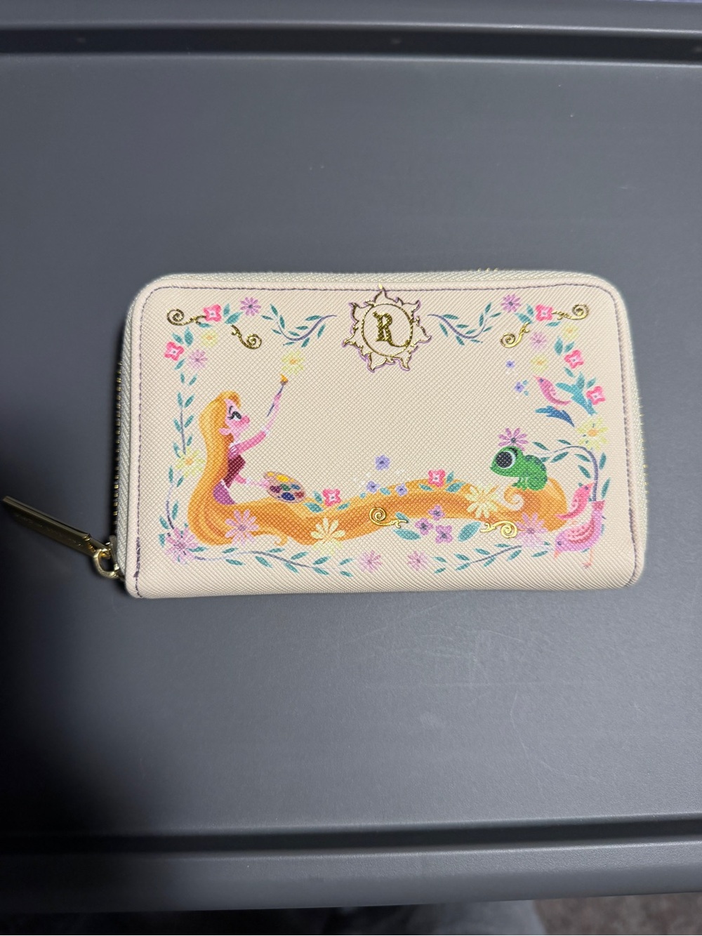 Danielle Nicole Cream Rapunzel Zip Wallet with Floral Print